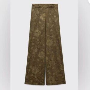 Zara Olive Green Jacquard Trousers